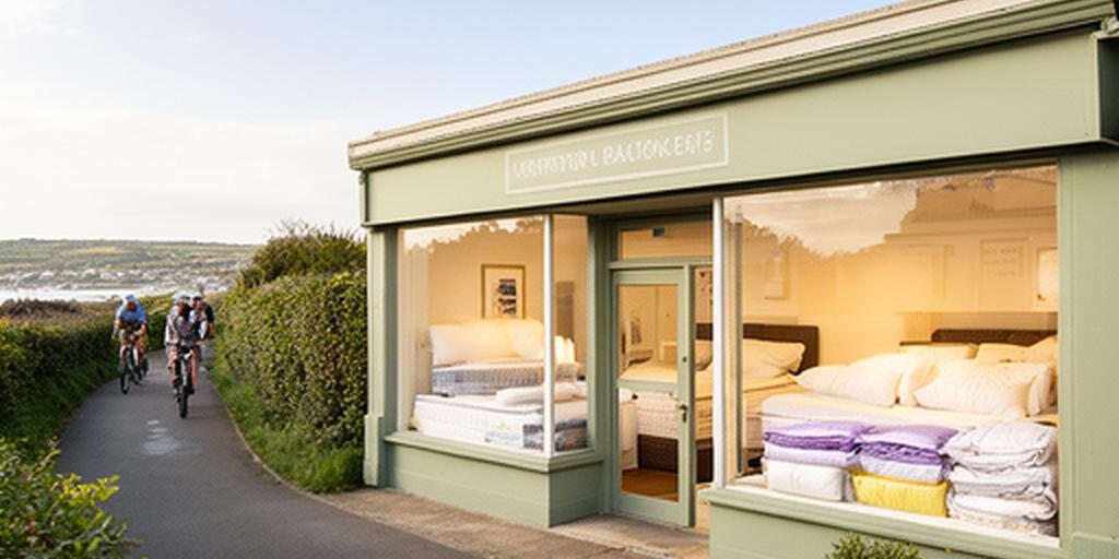 Bedding shop exterior beside the Newport to Cowes cycleway on the Isle of Wight